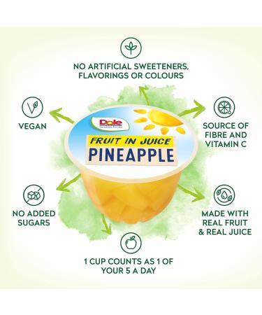 Dole Pineapple in Juice Fruit Pots 20 x 113g | Fresh Chunks, No Added Sugar | Healthy Snack for Breakfast, Dessert or Recipes - Buy Online on GoSupps.com