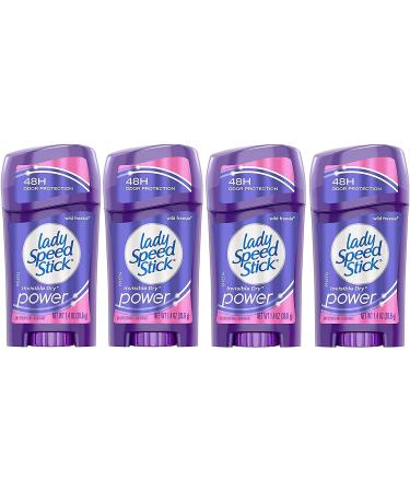 Lady Speed Stick Invisible Dry Antiperspirant & Deodorant Wild Freesia 1.4 Ounce (Pack of 4)