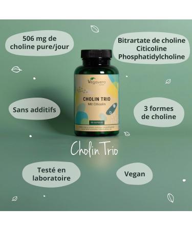 CHOLINE Vegavero | Avec 3 Formes Actives : L-Choline Bitartrate CDP Citicoline et Phosphatidylcholine | Sans Additifs | Fonction H patique | 90 G lules | VEGAN - Buy Online on GoSupps.com