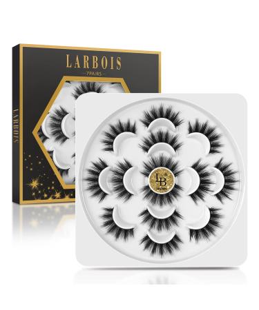 Larbois 7 Pairs False Eyelashes Fluffy Dramatic Fake Eyelashes Strips Cross Soft Natural Faux Mink Lashes 3D Volume Reusable Wispy Lashes Pack - Buy Online on GoSupps.com