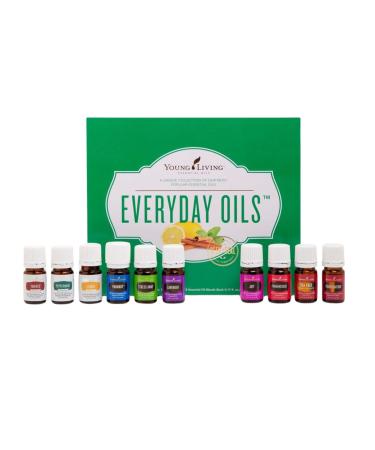 Young Living Everyday Essential Oil Collection | 10 Pure & Premium Essential Oils for Skin Spirit and Serenity | Includes Lavender Peppermint Lemon & More | 0.17 Fl Oz Each (Pack of 10)