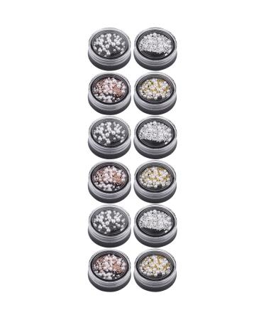Lurrose 12 Boxes jewelry accessories nail art gems nail micro nail rivets studs nail tech accessories nail crystal beads nail art charms nail paillette manicure jewels Glass sand 3d pearl