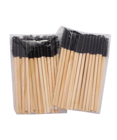 100pcs Bamboo Handle Eyelash Brush & Mascara Wands - Disposable Eye Lash Extensions & Eyebrow Applicator - Black - Buy Online on GoSupps.com