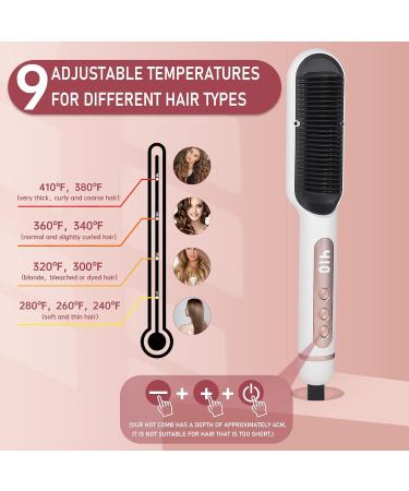 Negative Ionic Hair Straightener Brush - 9 Temp Settings Fast Heating & Auto Shut Off - Anti-Scald Design (White) | Shop Internationally - Buy Online on GoSupps.com
