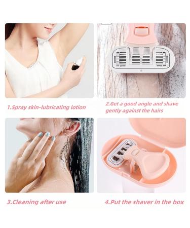 Women's Travel Razor Kit - Portable 5-Blade Mini Razor with Case & 4 Refills | Outdoor Shaving Essentials in Pale Pink - Buy Online on GoSupps.com