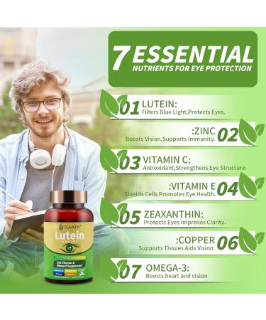 SUWENY Lutein Eye Vitamins Supplement for Adults - 90 Capsules Supports Eye Health with Zeaxanthin Zinc Vitamins C & E Vegan Formula for Blue Light Protection & Macular Support (1) - Buy Online on GoSupps.com