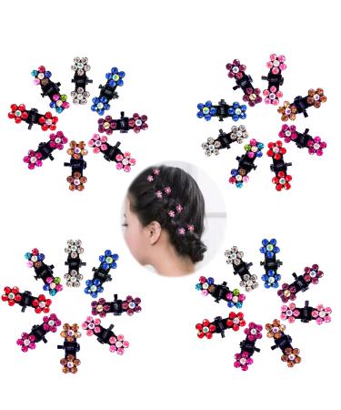 WIDREAM 32 pieces of rhinestone hair clips rhinestone small flower hairpin mini street hair clips hair clips mini metal hairpin for girls and women (8 colors)