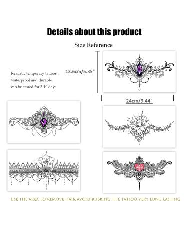 Roarhowl Lace Tattoos Set 2 - Large Sexy Temporary Tattoos for Women - Body Art Fake Tattoos for Belly, Back, Waist, and Thigh - Buy Online on GoSupps.com
