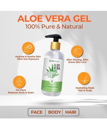 Organic Aloe Vera Gel 10.14oz - 100% Pure Natural Moisturizer for Sunburn Relief Hydration & Soothing Sensitive Skin - Ideal for Face Body & Hair - Buy Online on GoSupps.com