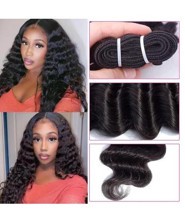 Brazilian Loose Deep Wave Human Hair Bundles - 26 28 30 Inches, Natural Black Color - Bundle Deal for Human Hair Extensions - Buy Online on GoSupps.com