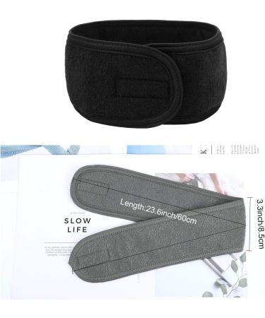 Spa Headband Set - 2 Pack Women's Facial Makeup Hairband Towel with Adjustable Magic Sticker - Black & Gray - Buy Online on GoSupps.com