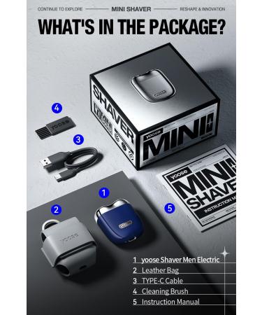 Alloy Mini Electric Razor for Men Portable Cordless Travel Electric Shaver USB-C Rechargeable Electric Shavers for Men IPX7 Waterproof Magnetic Detachable Head Dry Shave Leather Case Included Blue - Buy Online on GoSupps.com