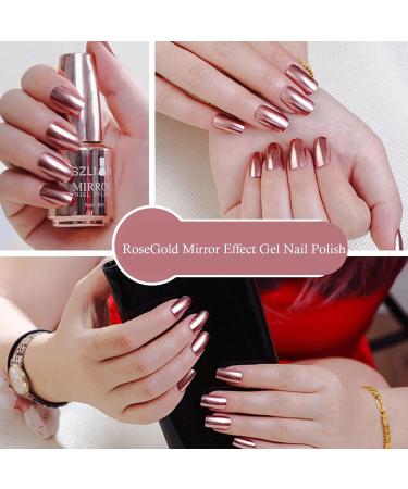Metal Nail Polish Rose Gold Nail Varnish Quick Drying Rose Gold Metallic Effect Nail Art Polish Mirror Nail Varnish Long Lasting Non-Peelable Magic Mirror Gel Nail Polish No UV Needed - Buy Online on GoSupps.com