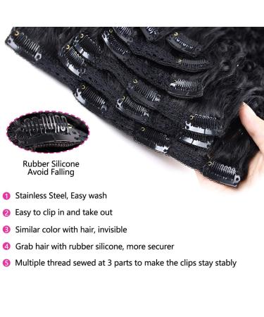 BHF 26 inch Kinky Curly Clip In Hair Extension - Double Weft Full Head Japanese Heat Resistance Fiber 140g Synthetic Hair (#1B) - 7 Pieces for Women - Buy Online on GoSupps.com