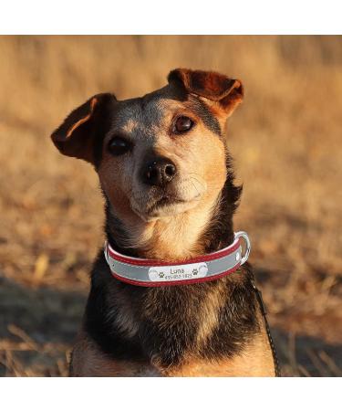 Senristar Personalized Reflective Dog Collar & Leash Set - Custom Engraved Name Tag for Small Medium Large Dogs & Cats - Red XS (1.5 cm Width 19-25 cm Neck) - Buy Online on GoSupps.com