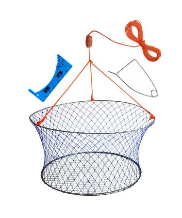 Palmyth Wire Grid Bottom Crab Nets Two Ring Crab Kit with Harness and Bait Clip 24 X 20 X 12