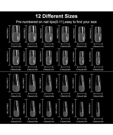 AORAEM 240pcs Acrylic False Nail Tips - Square & Coffin Shapes for DIY Nail Salon - Buy Online on GoSupps.com