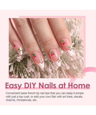 Canvalite French Tip Press on Nails - 300 Pcs Gel Tips - Quick & Easy Almond Fake Nails - Pre-Colored DIY Nail Extensions in Pink & White - Buy Online on GoSupps.com