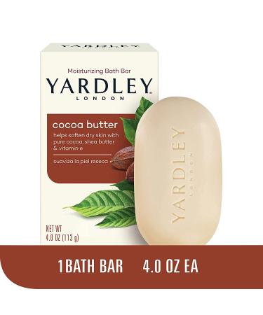 Yardley London Cocoa Butter Bath Soap Bar 4.0 oz - Moisturizing Formula with Pure Cocoa Shea Butter and Vitamin E - Buy Online on GoSupps.com