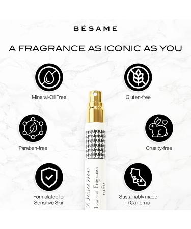 BESAME COSMETICS - Decades of Fragrance -1950 Womens Perfume Vintage Inspired Eau de Parfum in Retro Perfume Bottle Floral Powdery Scent with Vanilla and Gardenia - 9mL Vintage Atomizer - Buy Online on GoSupps.com