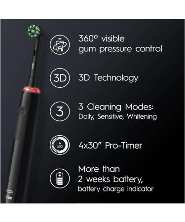Oral-B Pro 3 Electric Toothbrush - Christmas Gift for Adults | 3 Modes, Teeth Whitening, 1 Cross Action Head | UK Plug 3000 Black - Buy Online on GoSupps.com