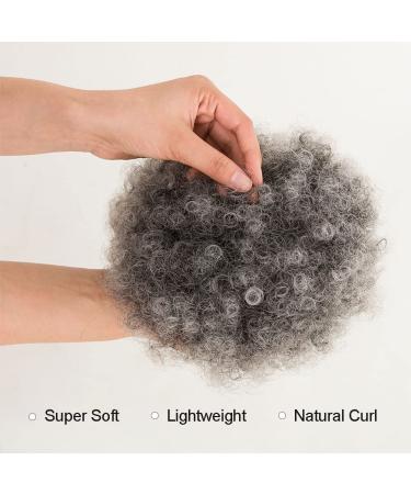 Ombre Grey Afro Puff Drawstring Ponytail | Natural Kinky Curly Hair Extension for Black Women | African American Short Ponytail (Ombre Grey) - Buy Online on GoSupps.com