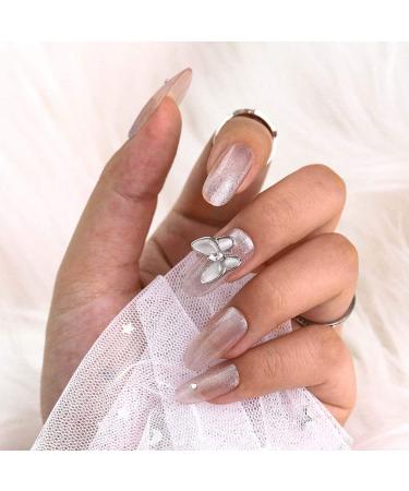 Sethexy Long Glossy Oval Pink False Fingernails - 24 Pcs Butterfly Acrylic Nail Tips for Women & Girls - Cat Safe Stick-On Designer Nails - Buy Online on GoSupps.com