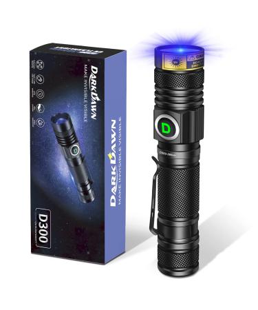 DARKDAWN UV Torch Flashlight 365nm Light USB Rechargeable Ultraviolet LED Blacklight Powerful Woods Lamp Portable Mini Detector for Pet Urine Stains Uranium Glass Money Resin Curing Fluorescent Uv 365nm Light/Blue - 1 Pack - Buy Online on GoSupps.com