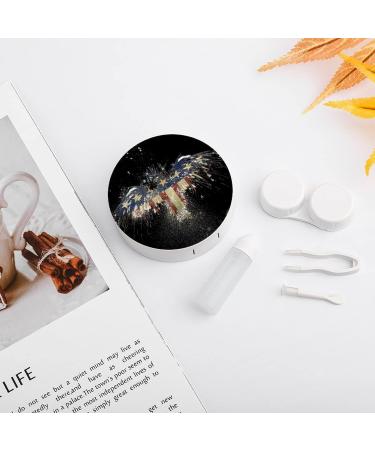 American Flag Bald Eagle Contact Lens Case Kit | Eye Care Holder with Tweezers & Mirror for Travel | Bagea-Ka - Buy Online on GoSupps.com