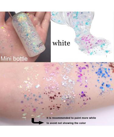 Buy Body Glitter Gel - White & Blue Festival Makeup | Chunky Sequins for Hair & Face - Sparkling Gel for Mermaid Looks - Buy Online on GoSupps.com