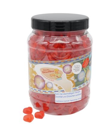 Your Naschbox |Sugar -free fruit rubber heart |1kg pot |XXL Large pack - as a gift for Valentine's Day or for your favorite man 1000g pot