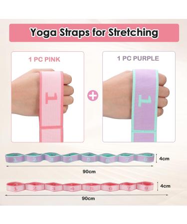 2-Piece Yoga Belt Set | Elastic Fitness Bands with Loops for Stretching Gymnastics & Pilates Optimal Yoga Accessories - Buy Online on GoSupps.com