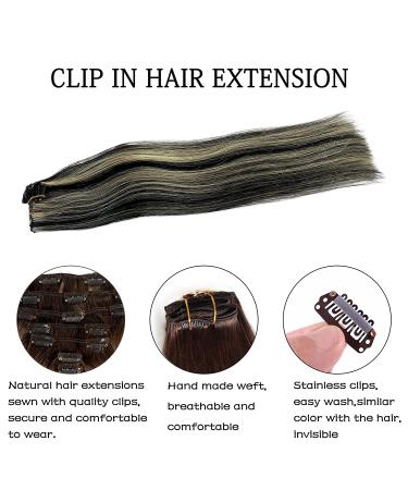 70g Clip-In Human Hair Extensions - 20inch Straight Remy Hair #1P613 Black with Light Blonde Balayage - 7pcs - Buy Online on GoSupps.com