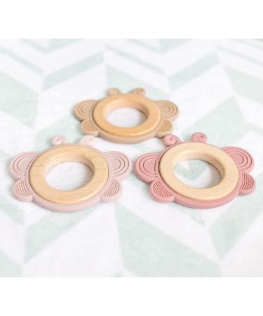 Natural Wood & Silicone Butterfly Baby Teether 3M+ - Vanilla Cream - Buy Online on GoSupps.com