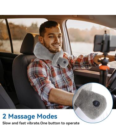 Buy Battery-Operated Vibrating Neck Massager Cushion | 2 Vibration Modes for Ultimate Relaxation - Gray - Buy Online on GoSupps.com