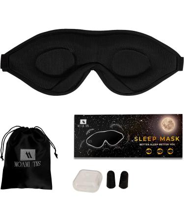 Luxury Sleep Eye Mask for Men & Women - Black Concave Molded Night Sleep Mask - Comfortable Cover for Travel, Yoga, Nap - 3D Contoured Cup Sleeping Mask & Blindfold - Buy Online on GoSupps.com