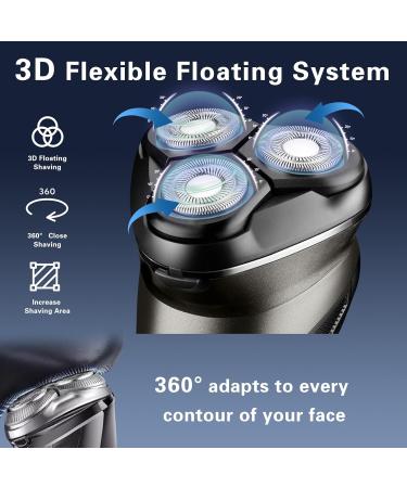 Electric Razor for Men 3D Rotary Shaver with Pop-Up Trimmer Wet and Dry Shaving IPX7 Waterproof Shaver Rechargeable Electric Men's Shaver Cordless Razors Beard Trimmer Fast Recharging (Black) - Buy Online on GoSupps.com