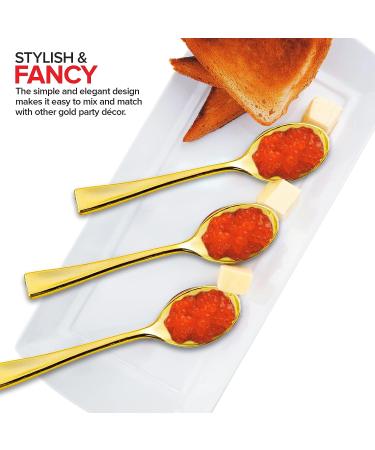 Gold Plastic Mini Spoons - 80 Pack Disposable 4 inch Tasting Spoons for Desserts, Ice Cream, Gelato Sampling, and Appetizers - Buy Online on GoSupps.com