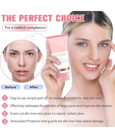 AIKUWWOIRQIA Collagen Night Wrapping Mask Korean peeloff facial mask with collagen deep hydration soothing and elastic reduces fine lines and minimizes pores 75 ml - Buy Online on GoSupps.com