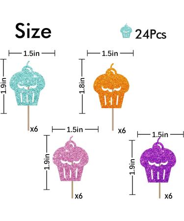 Sweet One Cupcake Toppers Two Sweet Birthday Cupcake Toppers Ice-cream Themed Dessert Picks Baby Girl Birthday Party Decoration - Pink & Purple Glitter - Buy Online on GoSupps.com