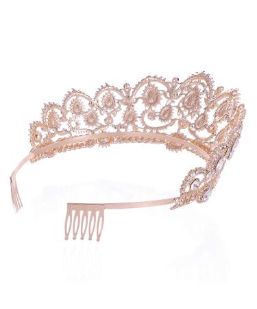 SNOWH Rhinestone Wedding Tiara - Rose Gold Princess Crown for Women and Girls - Buy Online on GoSupps.com