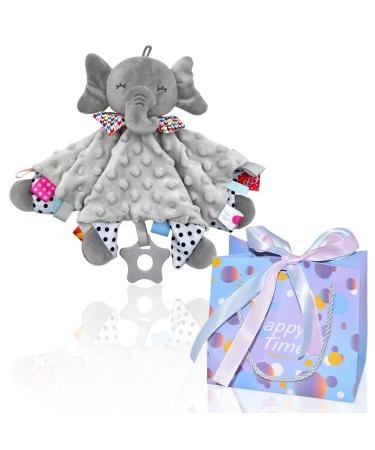 UNMOT Baby Comfort Blanket set Elephant Infant Nursery Comforter Newborn Baby Gifts for Boys and Girls 0-6 Months Baby Safety Blanket with Gift Bag (Gift Bag &Gray Elephant) Gift Bag Gray Elephant