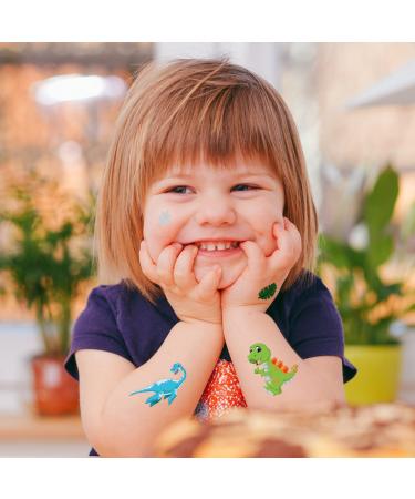 Glitter Dinosaur Temporary Tattoos for Kids Boys - 36 Silver Styles | Birthday Party Supplies & Favors - Buy Online on GoSupps.com