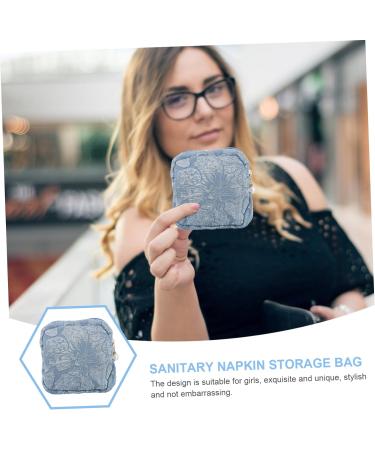 Healeved Sanitary Napkin Storage Bag Sanitary Towel Pouches Menstrual Pad Bags Period Bag Women Makeup Storage Organizer Multi-Function Cosmetic Bag Cotton Linen Aunt Towel Travel Lip Balm Blue 11x11x3cm - Buy Online on GoSupps.com