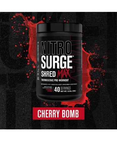 Jacked Factory Nitrosurge Shred Max Preworkout - High-Performance Thermogenic Pre Workout Powder for Men and Women with L Citrulline Acetyl L Carnitine Organic Caffeine - 40 Servings Cherry Bomb - Buy Online on GoSupps.com