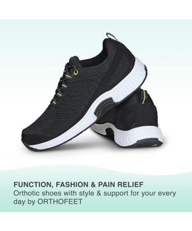 Orthofeet Coral Women's Sneakers - Plantar Fasciitis Relief, Extended Widths, Orthopedic Walking Shoes for Diabetic Bunions - Size 8 Black - Buy Online on GoSupps.com