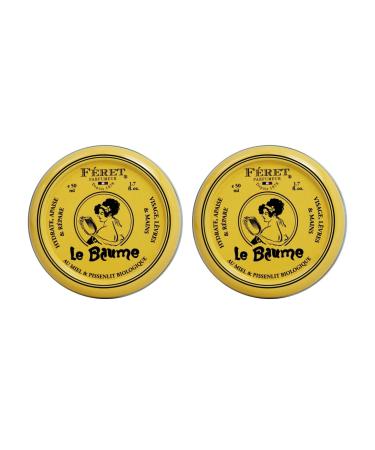 Feret Le Baume Multi-Purpose Balm Rose Poudr Deeply Hydrating Moisturizer for Dry Cracked Skin Cuticles - Natural Lip Balm with Shea Butter & Honey-Made in France Pack 2-50ml/1.7 Ounce Rose Poudr 1.7 Ounce - Set of 2