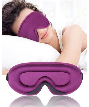 Sleep Mask 3D Contoured Cup Eye Covers for Quality Sleep and Comfort Travel Eye Mask for Airplane Suitable for Men Women Travel Yoga Nap (Purple)