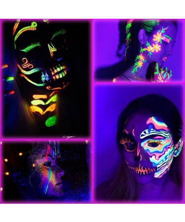 Bowitzki 30g Professional Face Paint Body Paint Water Based Face painting Makeup Safe for Kids and Adults Split Cake Single Color Halloween Christmas (Neon Blue) - Buy Online on GoSupps.com