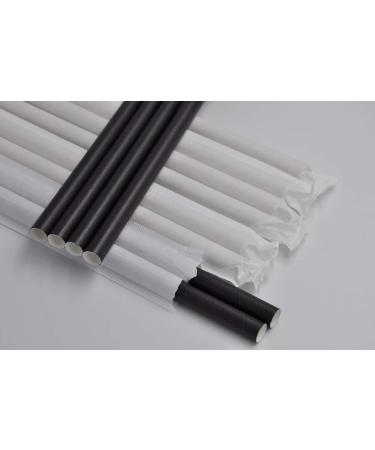 BUYERSbasics Biodegradable Black Paper Straws Individually Wrapped - Pack of 100 4-Layer Extra Strength Long-Lasting Durability Anti-Fizzing Material (1 X 100/Pack)